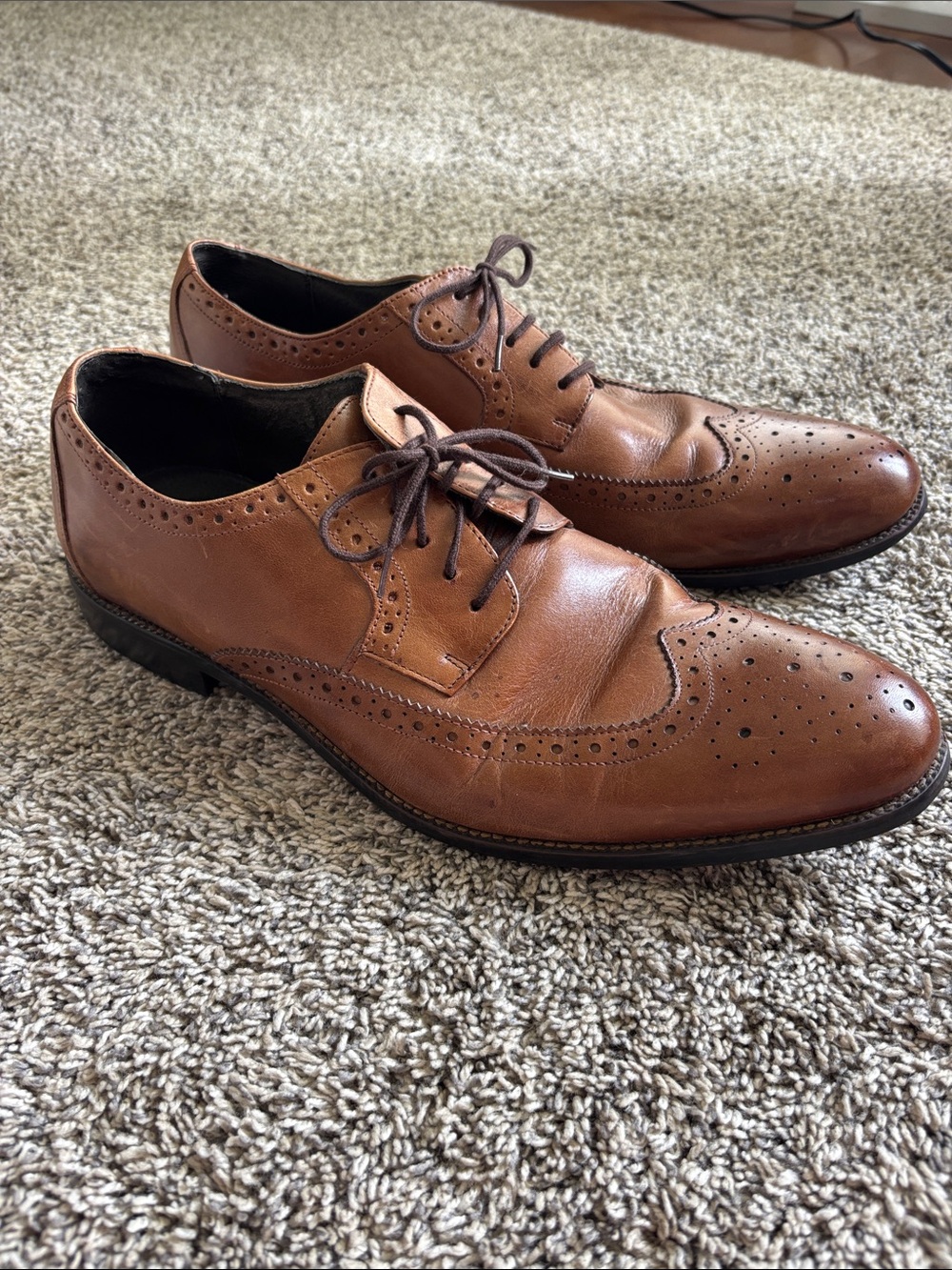 Stacy Adams Cognac Brown Wingtip Brogue Oxfords